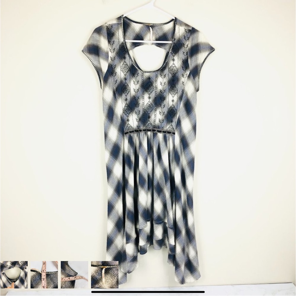 FP Movement by Free People Asymmetrical Plaid Dress - Black and White